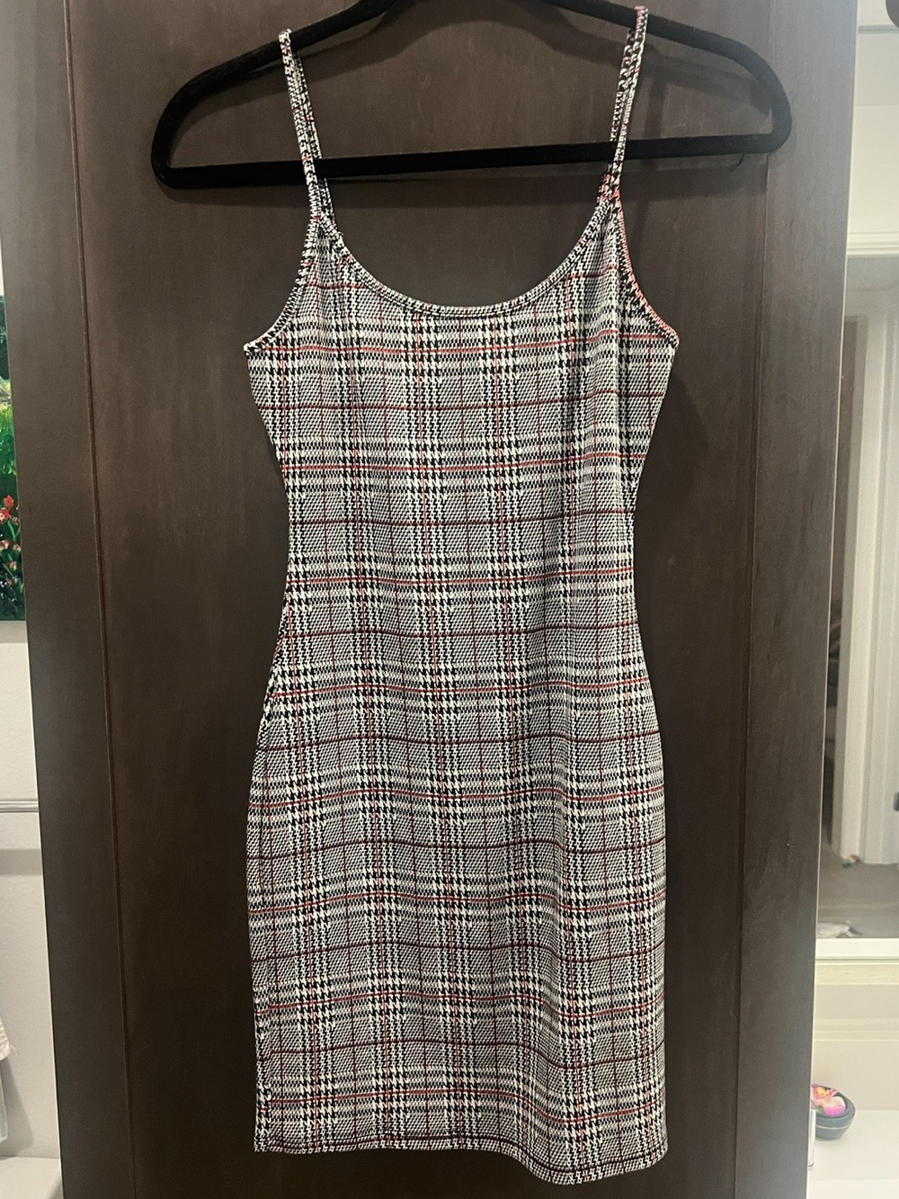 Alabama Game-day Plaid Bodycon Slip Dress- Black, White & Red